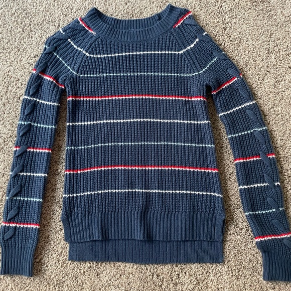 SO Blue Knit Sweater with Red and White Accents - Picture 1 of 2